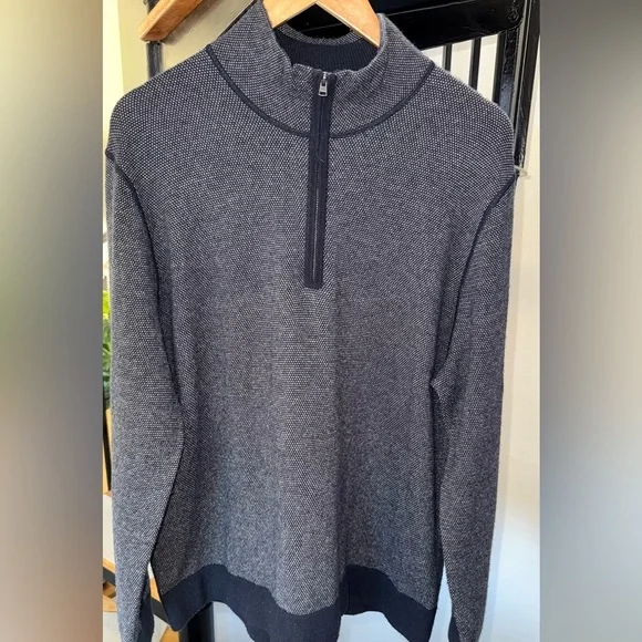 Vince Bird's Eye Wool & Cashmere Quarter Zip Sweater Size XL - Picture 1 of 7